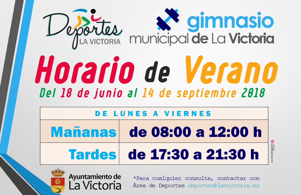 HORARIO DE VERANO | GIMNASIO MUNICIPAL DE LA VICTORIA