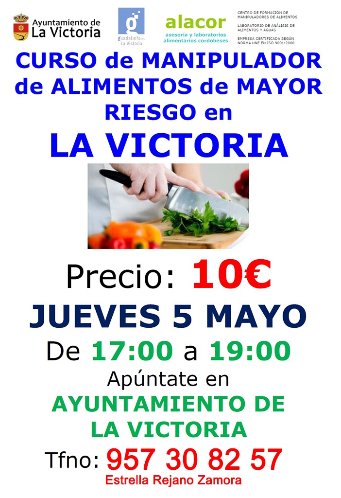 Cartel Curso Manipulador Alimentos LA VICTORIA 2022-05-05